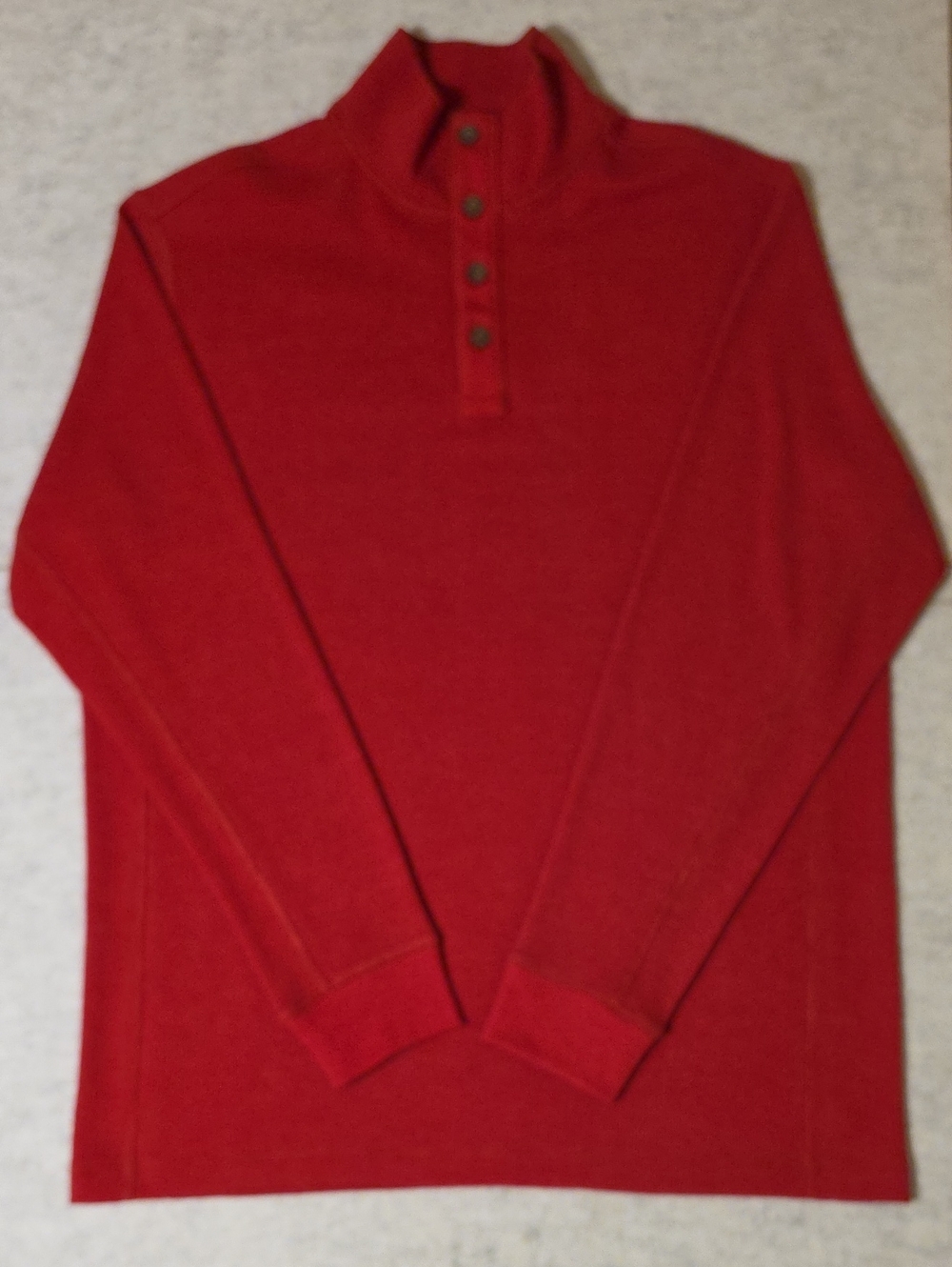 Duluth Trading Co. Burly Thermal Button Mock Neck Shirt Red Large